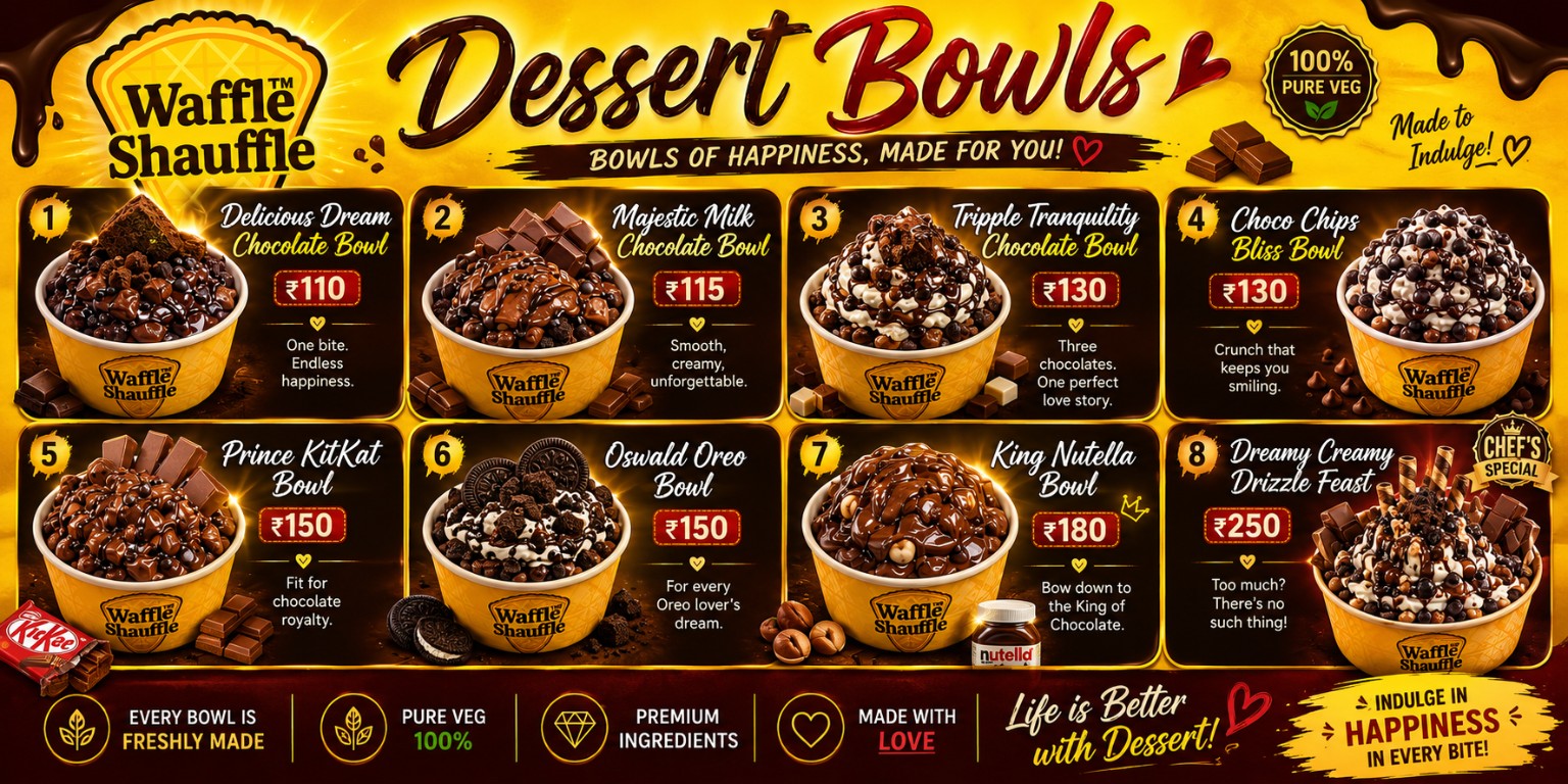 Waffle Shauffle dessert bowls menu